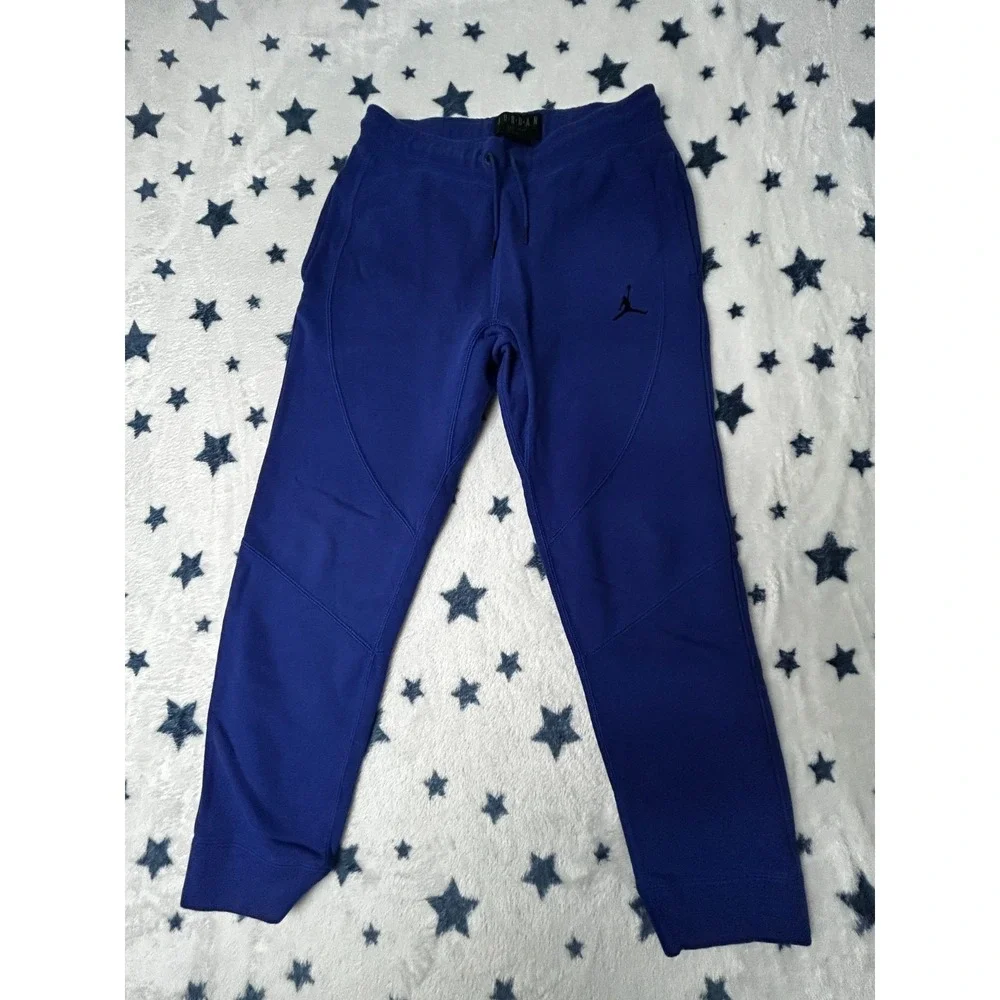 Jordan Sweatpants Mens Medium Blue Fleece Jogger Drawstring Athletic Pants